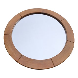 Swedish Round Wooden Mirror, 1960s For Sale