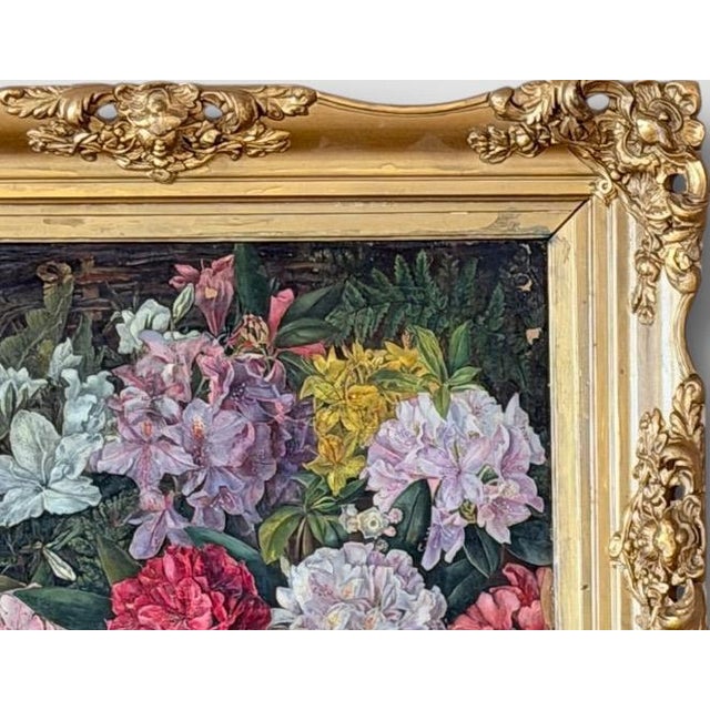 Antique 19th Century British School Oil on Canvas Floral Still Life Painting For Sale In Portland, ME - Image 6 of 17