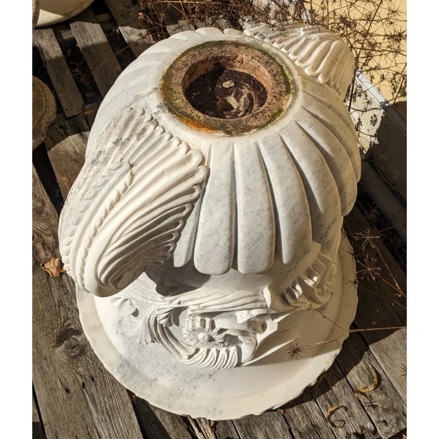 Monumental Vintage Italian Neoclassical Marble Garden Planter Jardinière For Sale - Image 9 of 12