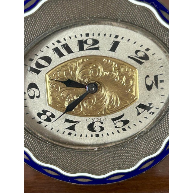 1920s Vintage Art Deco Enamel Table Clock from Cyma, 1920s For Sale - Image 5 of 14