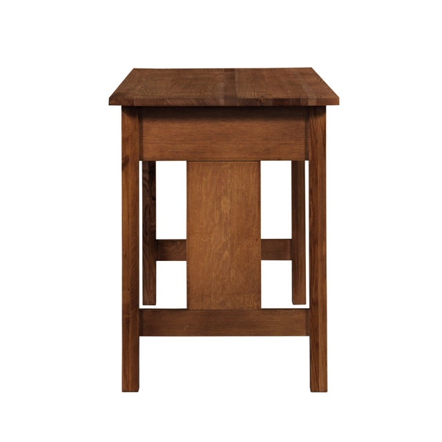 Brown Mission / Arts and Crafts Solid Oak Writing Desk - Walnut For Sale - Image 8 of 14
