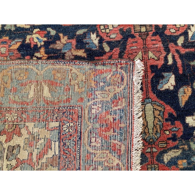 Blue Antique Malayer Rug in Wool, 1890s For Sale - Image 8 of 13