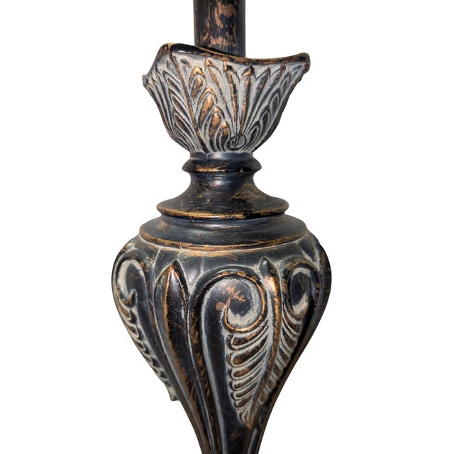 Hollywood Regency Vintage Hollywood Regency Urn-Form Metal Table Lamp - Black & Gold Finish For Sale - Image 4 of 11
