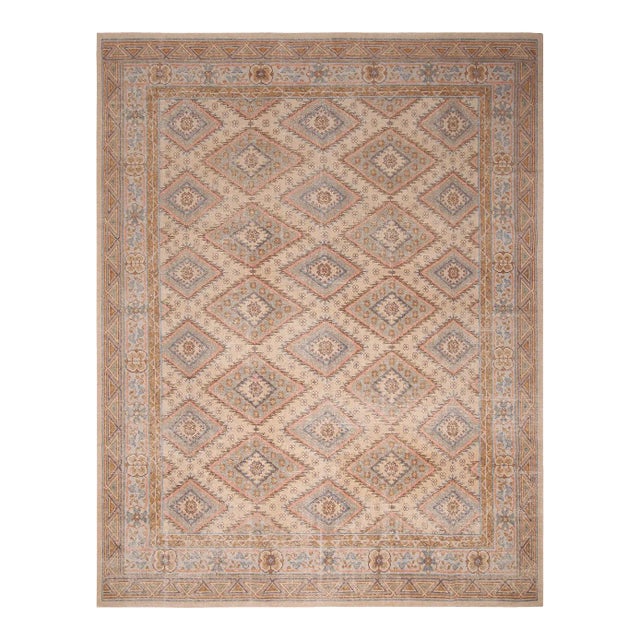 Rug & Kilim’s Oversized Diamond Play Rug in Taupe, 12x15 For Sale