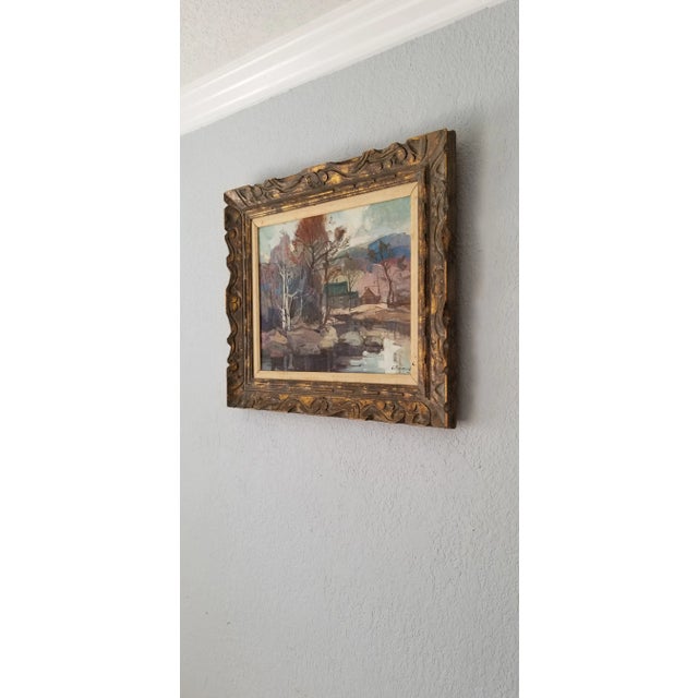 1970s Montreal Artist Guy Duveyre Rural River Landscape Oil on Canvas Painting For Sale - Image 4 of 11