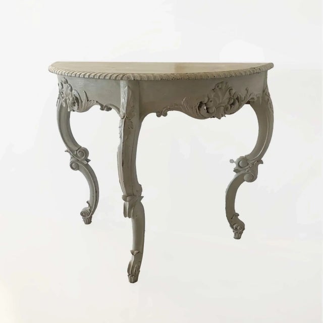 Gray European Demilune Tables - Antique, French Gray - A Pair For Sale - Image 8 of 8