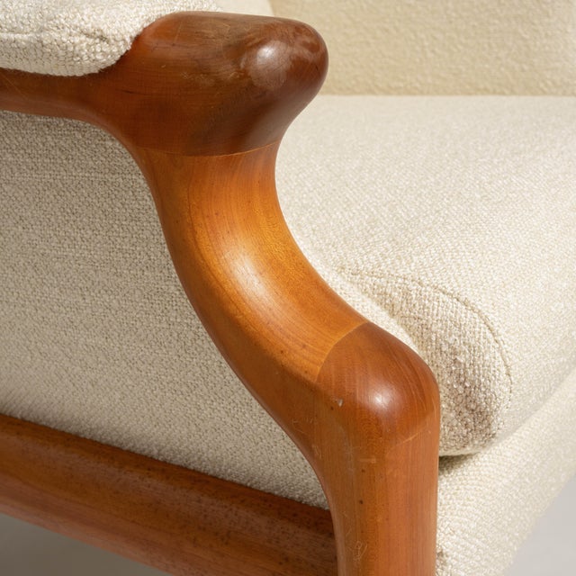 White Pair of Danish Modern Bouclé Upholstered Armchairs, Antique, Denmark, Circa 1970 For Sale - Image 8 of 13