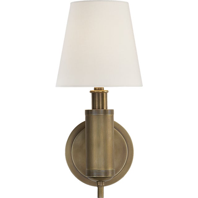 Longacre Sconce in Hand-Rubbed Antique Brass with Linen Shade Designer: Thomas O'Brien Finish: Hand-Rubbed Antique Brass...
