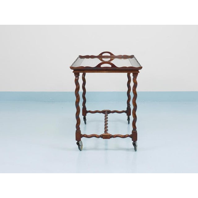 Vintage Italian Barley Twist Bar Cart Serving Trolley, Italy, 1920s For Sale - Image 9 of 18
