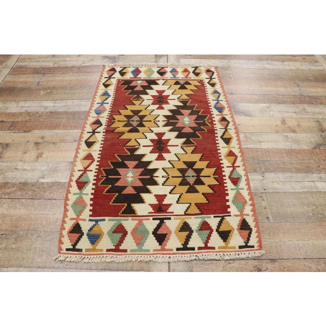 Textile Vintage Persian Shiraz Kilim Rug - 03'00 X 04'07 For Sale - Image 7 of 9