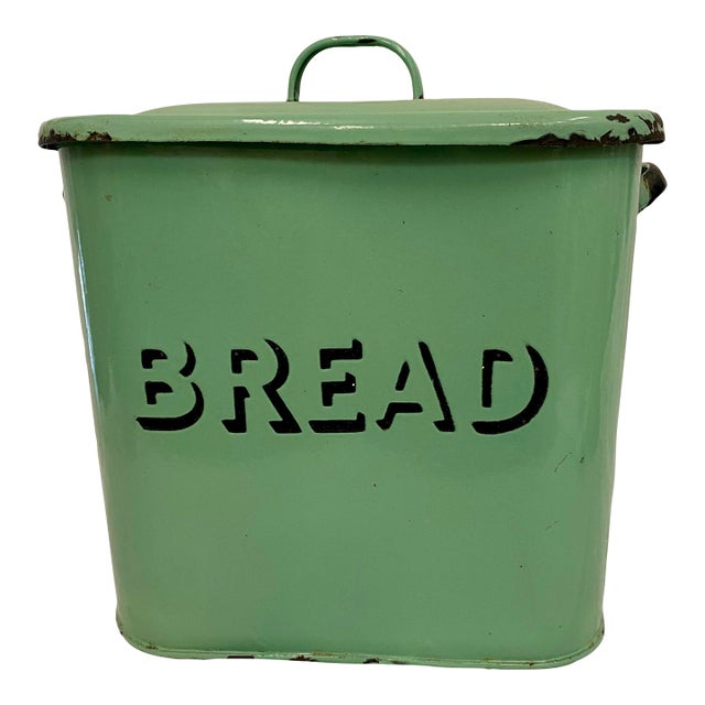 Vintage English Enamel Bread Bin | Chairish