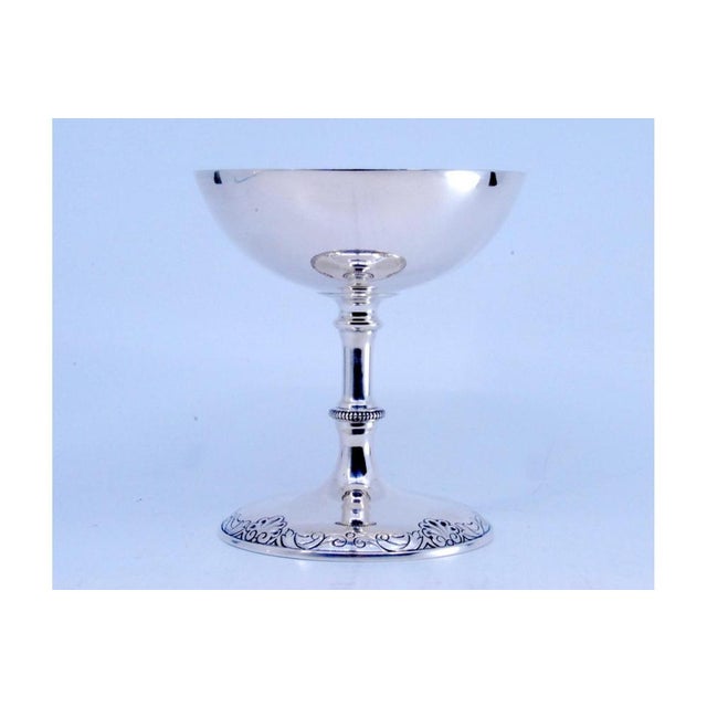 Silver Champagne Glass with Base Reliefs and Stem Pearls For Sale - Image 6 of 7