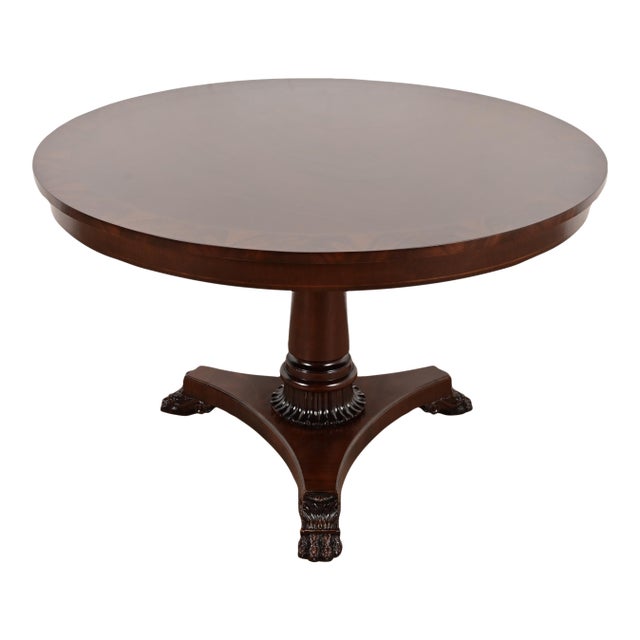 Kindel Furniture Neoclassical Banded Oak Pedestal Center Table or Breakfast Table For Sale