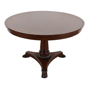 Kindel Furniture Neoclassical Banded Oak Pedestal Center Table or Breakfast Table