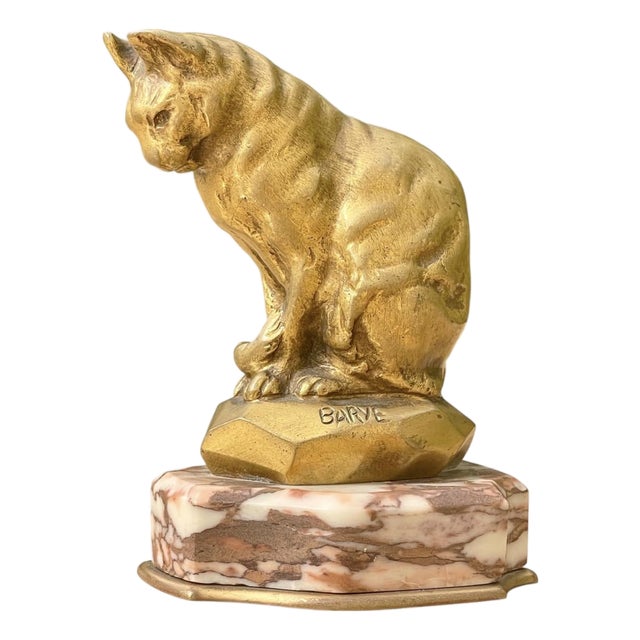 Barye - Bronze, Seated Cat For Sale