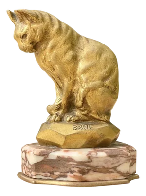 Barye - Bronze, Seated Cat