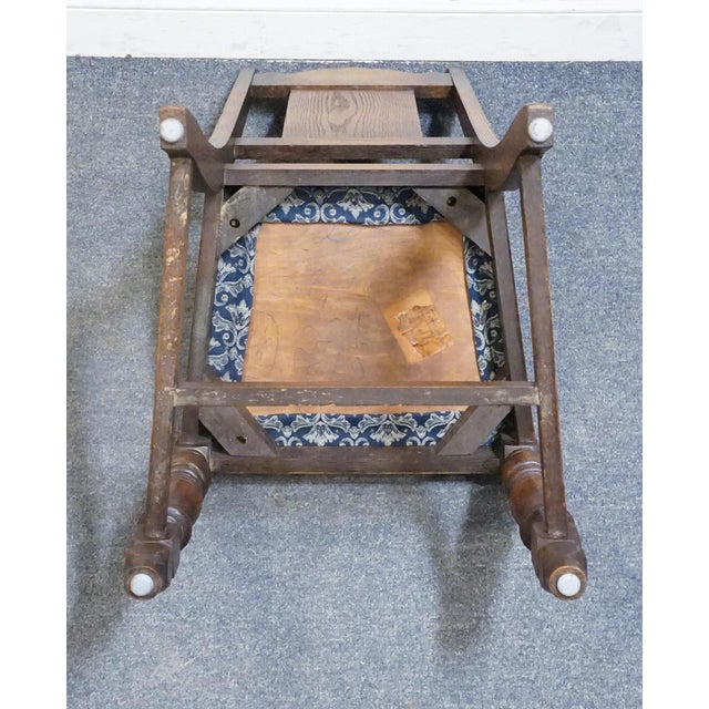 Vintage Antique Solid Oak Rustic Gothic Jacobean Tudor Style Dining Side Chair For Sale - Image 4 of 4