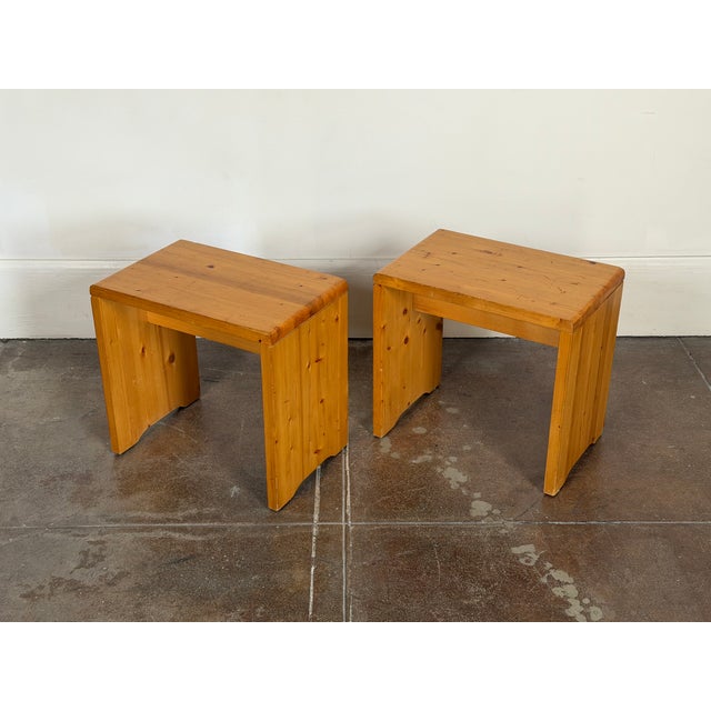 Brown Vintage 1970s Attributed to Charlotte Perriand Stools For Sale - Image 8 of 11