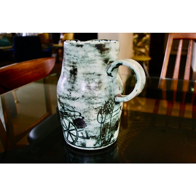 Ceramic Large Vintage French Pitcher by Jacques Blin, 1950 For Sale - Image 7 of 11