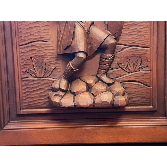 1950s Antique Architectural Panel Carved Wood Medieval Knight, 1950s For Sale - Image 5 of 10