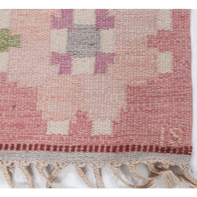 Doris Leslie Blau Vintage Swedish Flat Woven by Ingegerd Silow For Sale - Image 4 of 9