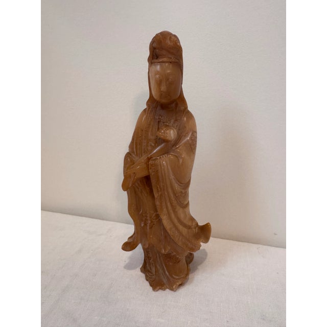 Vintage Hand-Carved Soapstone Guanyin Statue For Sale - Image 10 of 10