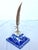 Exceptional antique English blue and white transferware porcelain inkwell. Featuring a striking pyramidal silhouette, the...