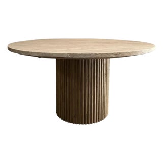 Solid Wood Niki Round Dining Table With Fluted Base72" For Sale