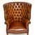 Brown Antique Leather Barrel Back Wing Armchair, 1920s For Sale - Image 8 of 13