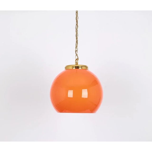 Orange Glass Pendant Light by Peill Putzler, Germany, 1970 For Sale - Image 3 of 7