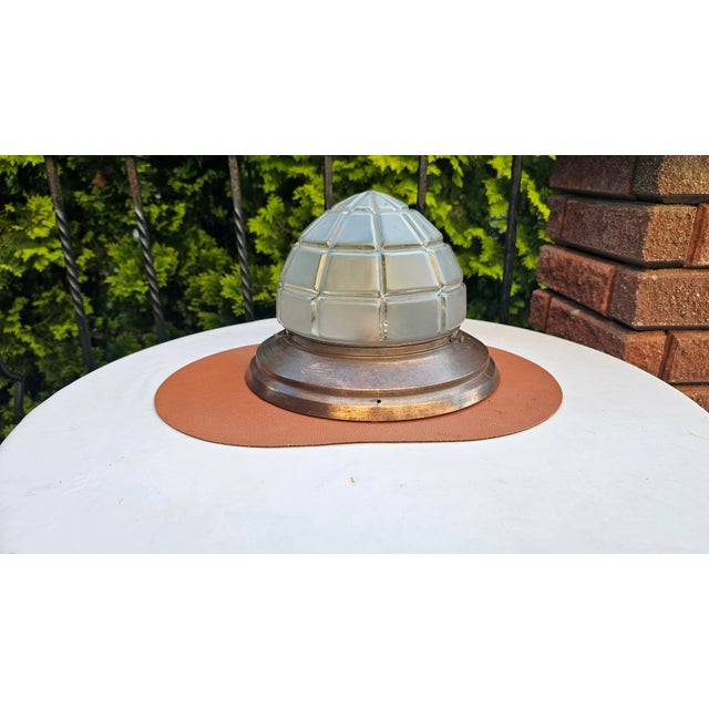 Vintage Art Deco Brass Ceiling Lamp, 1920s For Sale - Image 4 of 7