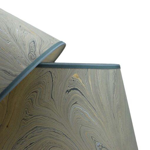 Contemporary Grey, Gold and Silver Marbled Paper Lampshade - 9” x 16” x 11” For Sale - Image 3 of 4