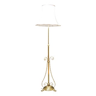 Arts and Crafts English Brass Height Adjustable Floor Lamp, 1900 For Sale