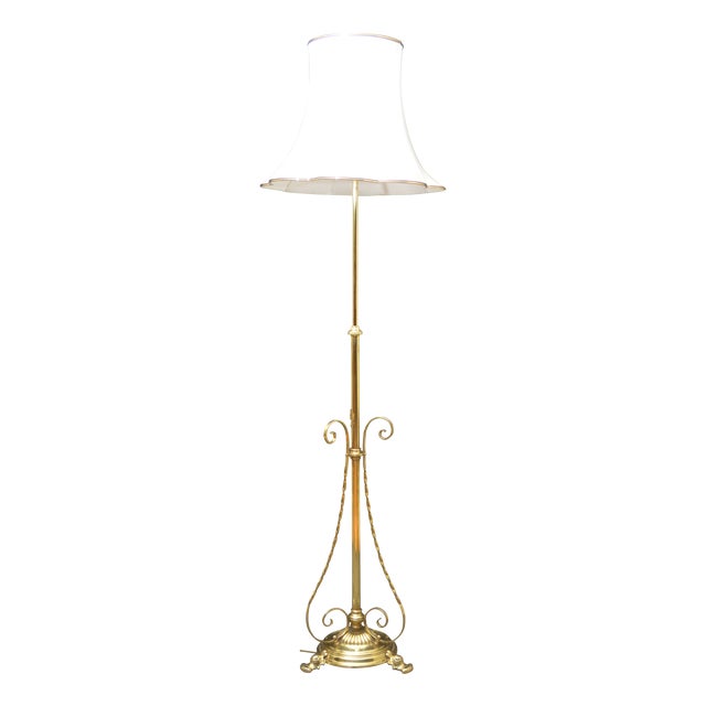 Arts and Crafts English Brass Height Adjustable Floor Lamp, 1900 For Sale