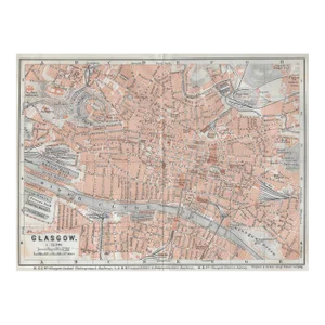1910 City Map of Glasgow Scotland