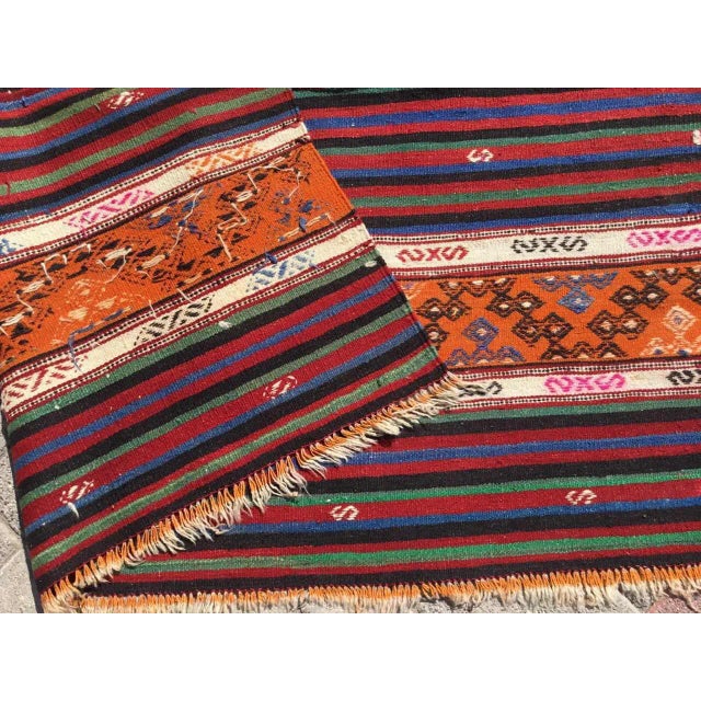 Textile Tribal Vintage Kilim - 66" X 116" For Sale - Image 7 of 8