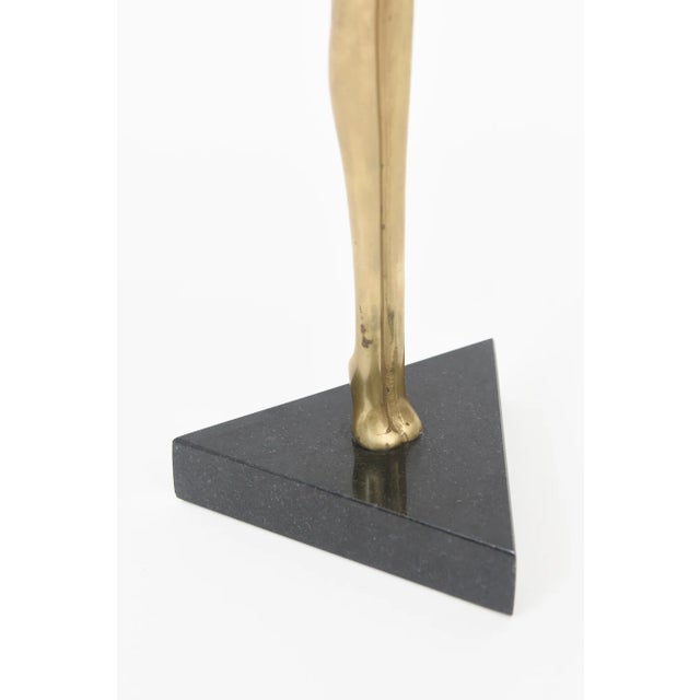 Brass Vintage Brass and Black Granite Tall Female Elongated Sculpture, 1970's For Sale - Image 8 of 11