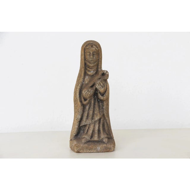 Late 19th Century Carved Granite Holy Mary With Baby Jesus Figurine For Sale - Image 13 of 13