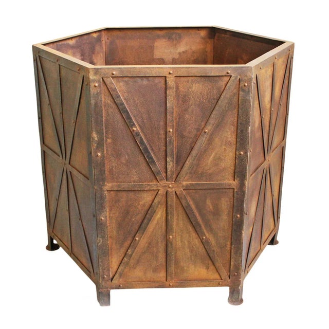 2010s Rusted Iron Planter Box Large For Sale - Image 5 of 5