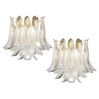 Murano Glass Leaf Ceiling Chandeliers, Set of 2 For Sale