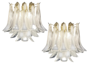 Murano Glass Leaf Ceiling Chandeliers, Set of 2