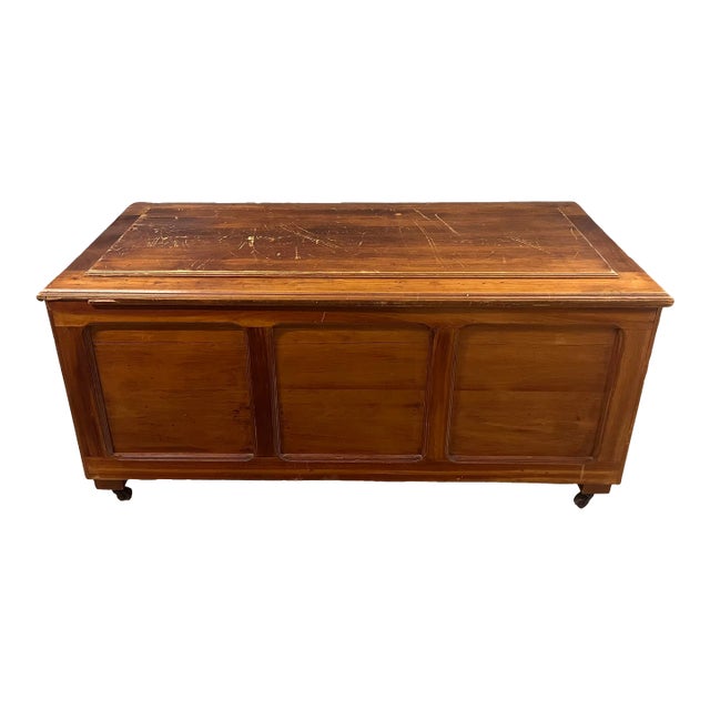 Large Vintage Wood Trunk or Chest For Sale