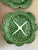 Beautiful vintage majolica-style ceramic plate featuring a realistic cabbage leaf design in rich shades of green with...