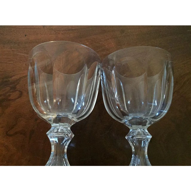 Transparent 19th Century American Glass Cut Crystal Wine Goblets - A Pair For Sale - Image 8 of 11