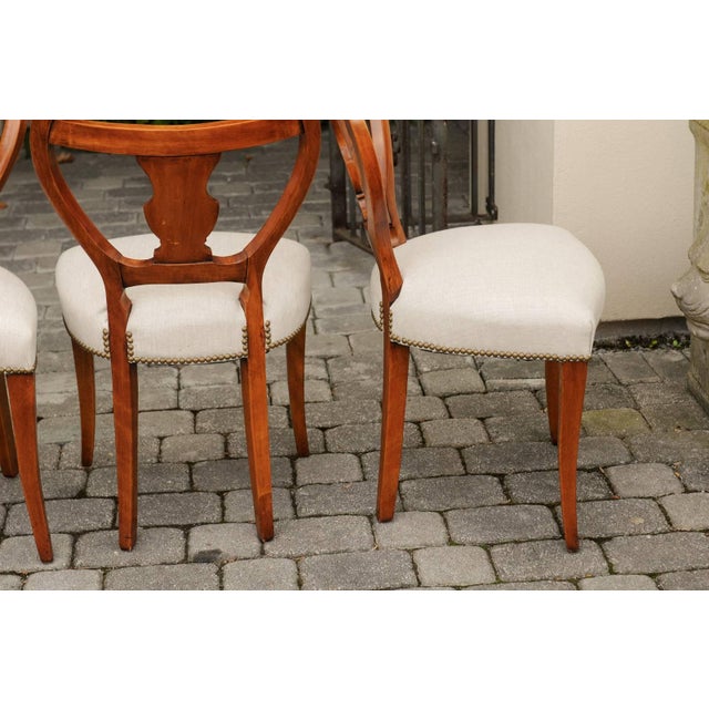 Wood Set of Four Austrian Biedermeier Side Chairs with Lyre Shaped Backs, circa 1850 For Sale - Image 7 of 8