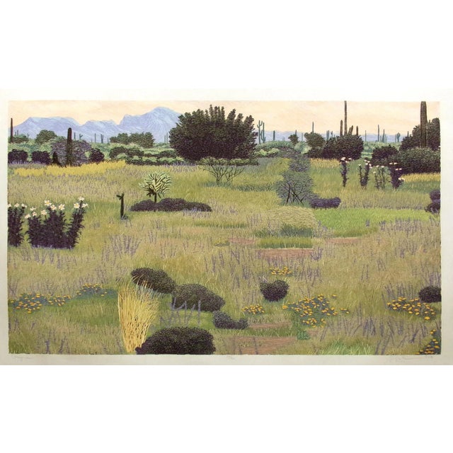 "Arizona" Unframed limited edition woodcut art print on paper by American artist Gordon Mortensen. Hand signed, dated,...