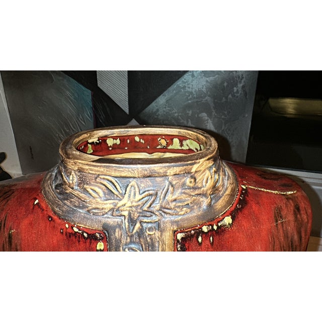 Ceramic Vintage Asian Jacket Ceramic Vase in Oxblood Glaze For Sale - Image 7 of 12