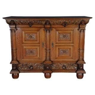 19th Century Neo Renaissance Oak Console Buffet, 1890s For Sale