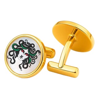 Mother of Pearl Cufflinks - Medusa Cufflinks, A Pair For Sale