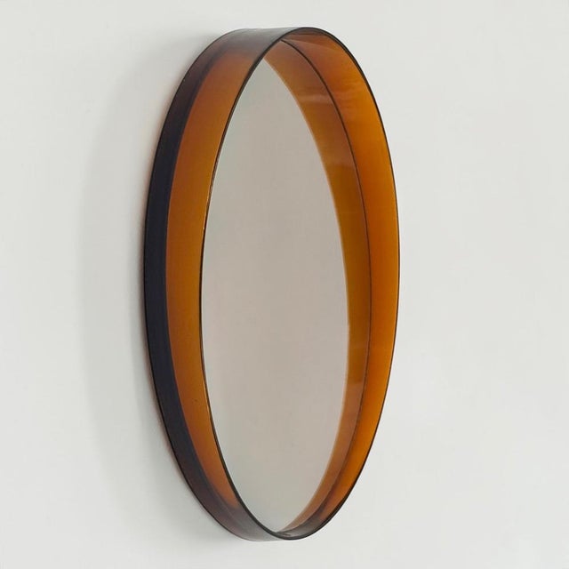 French Space Age Amber Wall Mirror in Sculptural Plastic, 1970s For Sale - Image 8 of 12